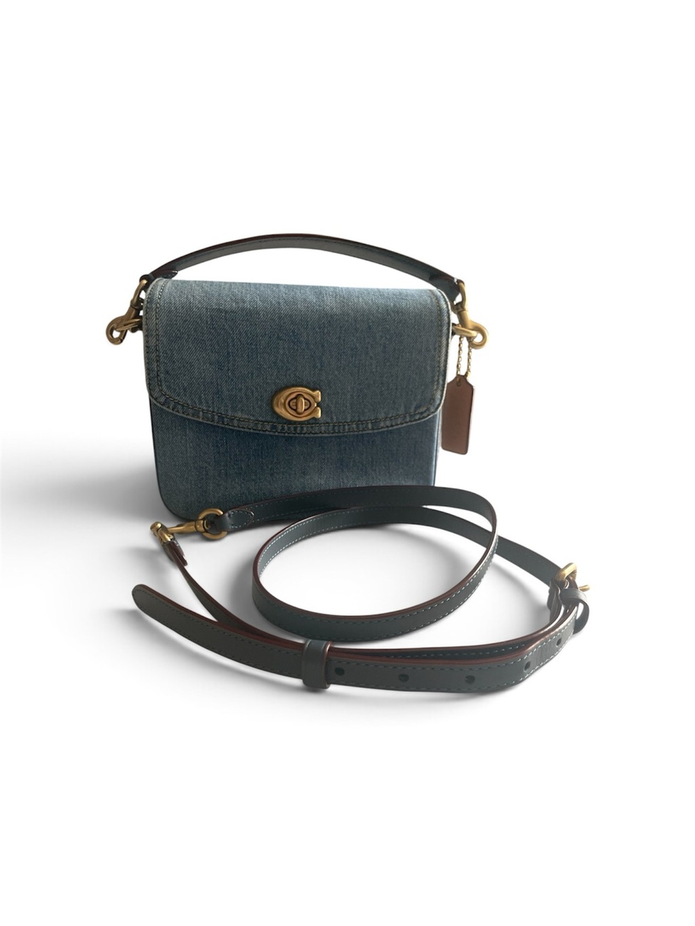 Coach Cassie 19 Denim & Leather Crossbody Bag (Missing Brass Chain Strap)